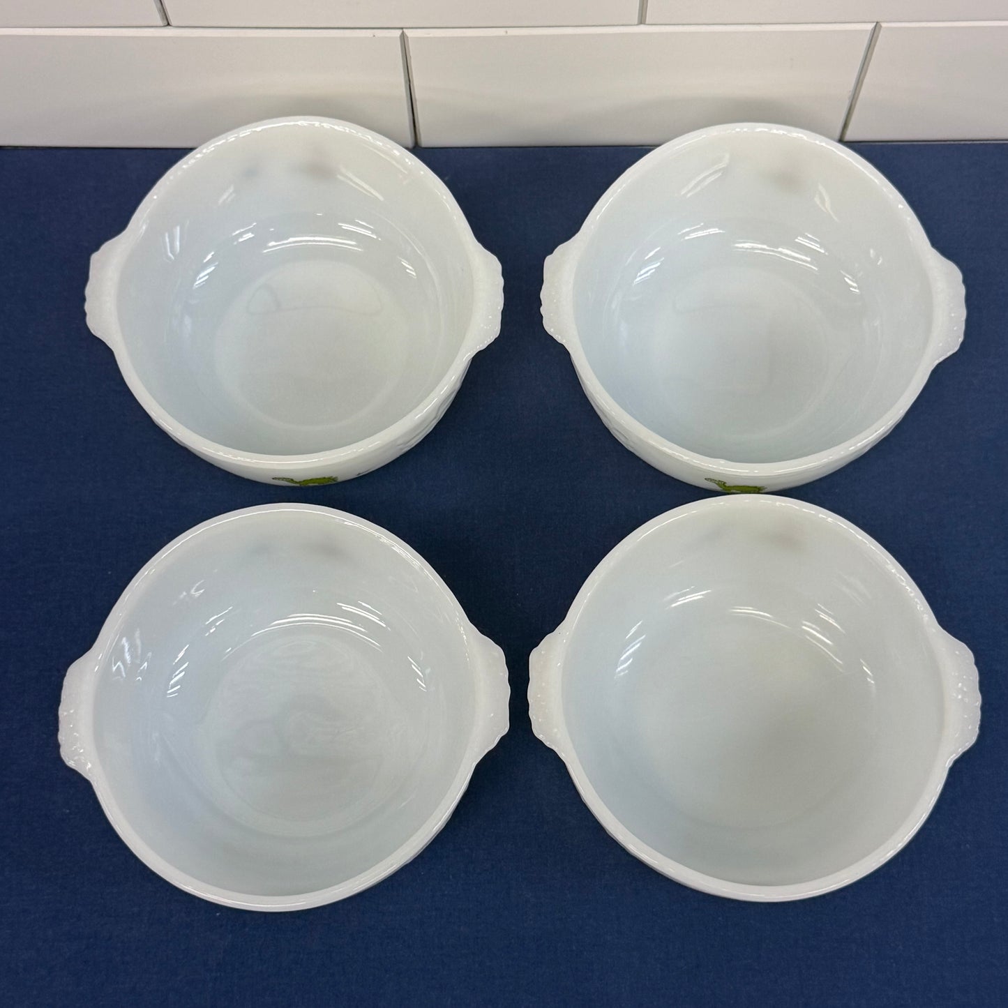 Fire-King B.C. Johnny Hart Milk Glass Cereal Bowls Set of 4
