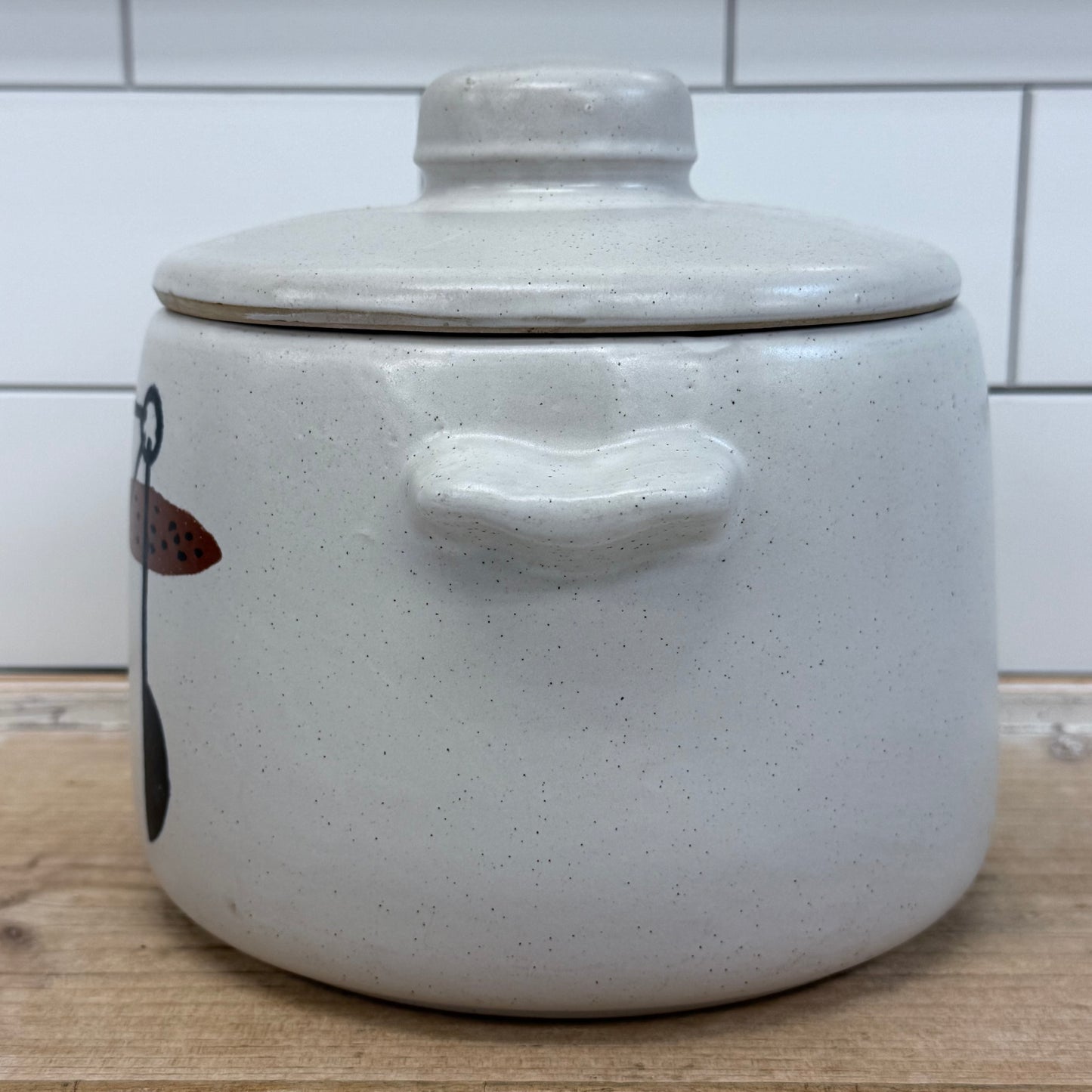 West Bend Stoneware Fork Lidded Kitchen Crock Canister 1970s