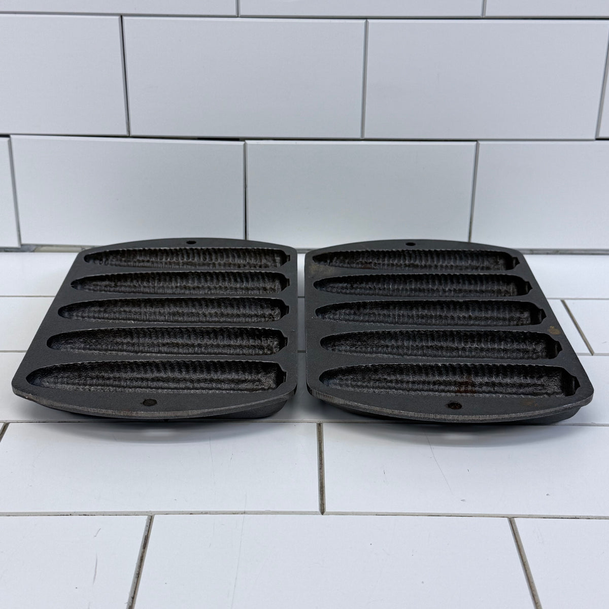 Lodge 527 Cast Iron Corn Stick Pans Set of 2 Vintage 1970s