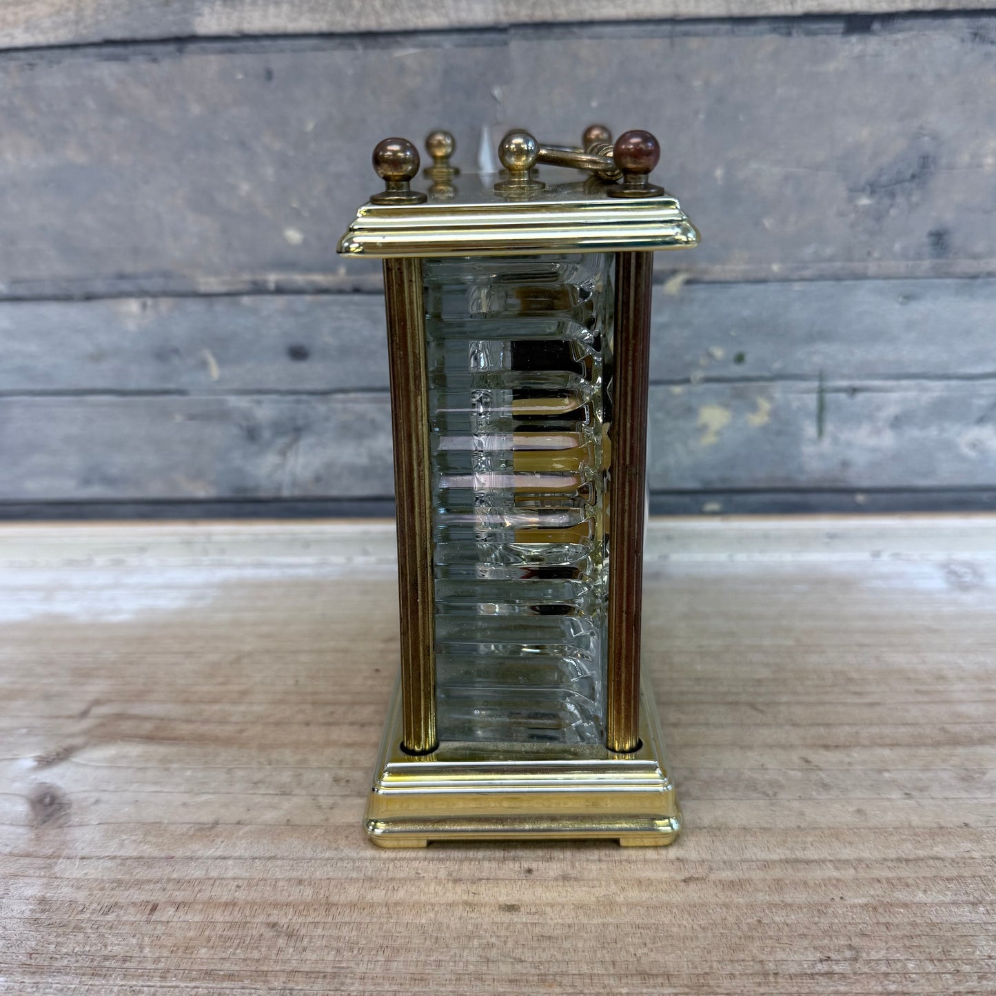Paul Sebastian Brass Crystal Carriage Quartz Desk Clock