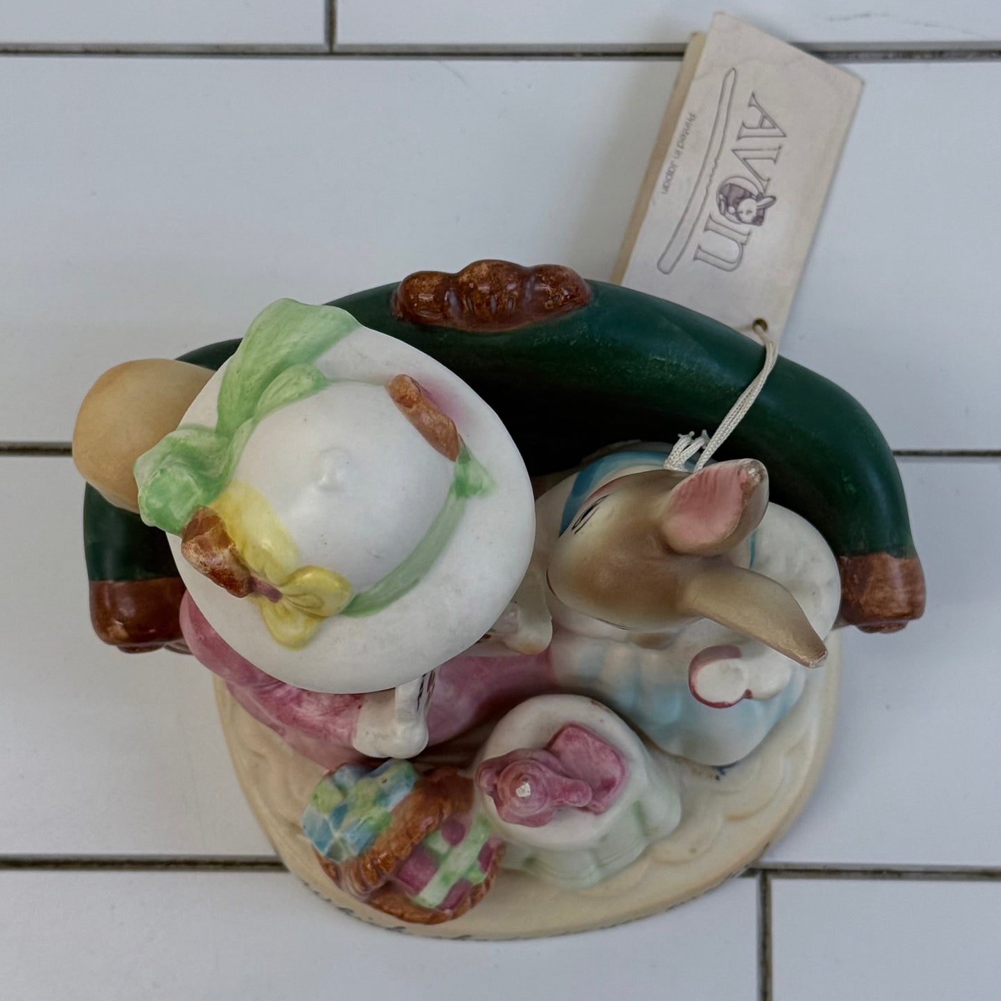 Avon Precious Moments Rabbit Teatime Figurine 1980