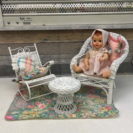 Wicker Doll Furniture 1:4 with Accessory Set, Set of 3