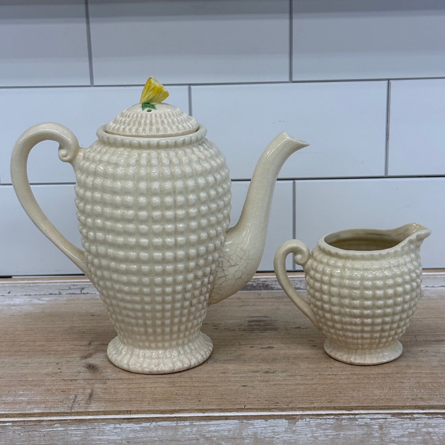 Maruhon Ware Hobnail Coffee Pot & Creamer Set 1950s