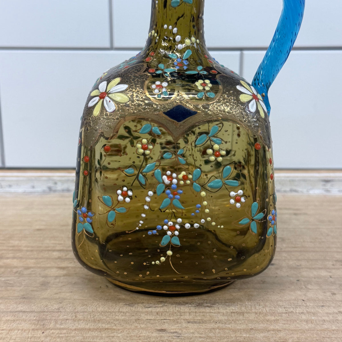 Theresienthal Enameled Glass Decanter c1890