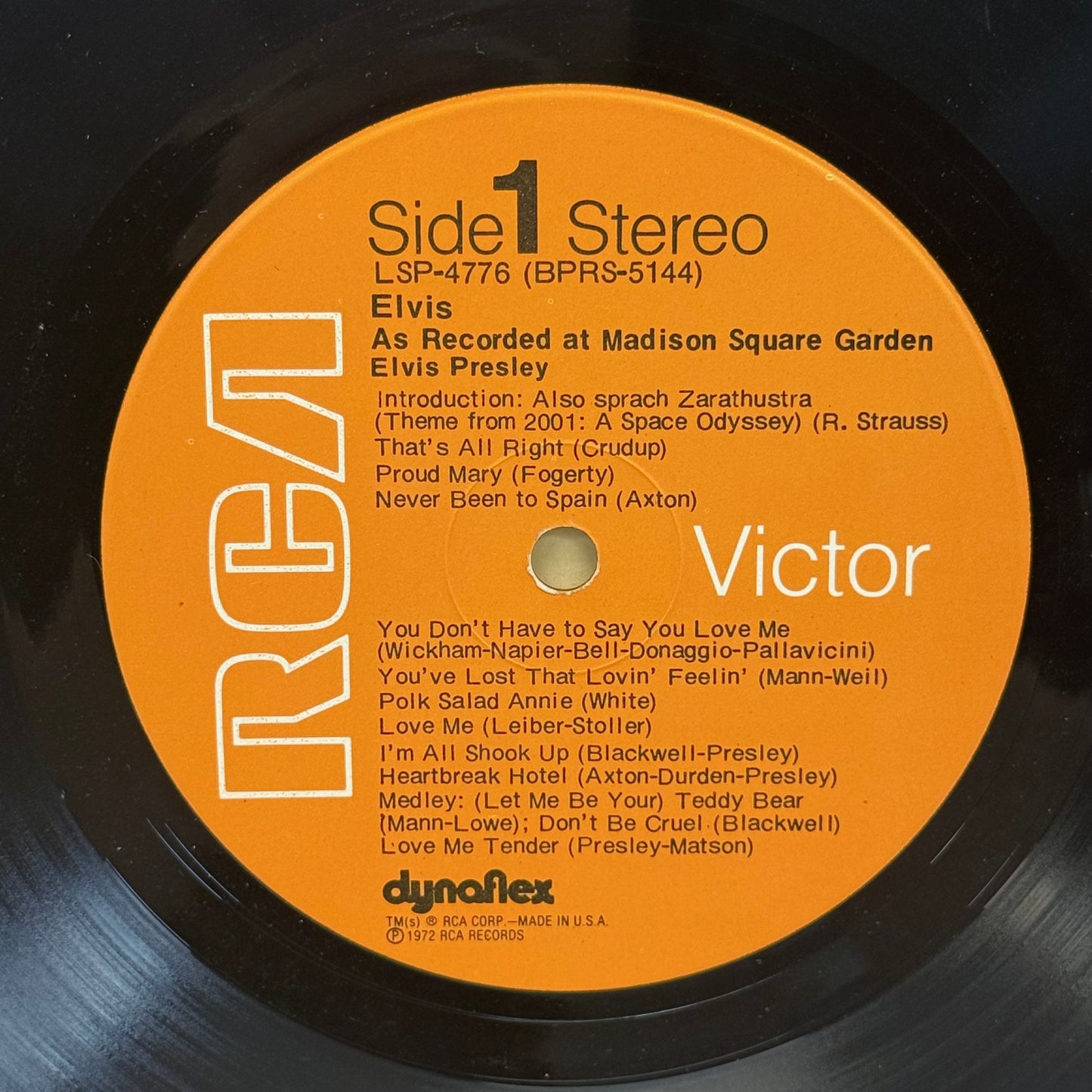 Elvis As Recorded at Madison Square Garden Vinyl 1972 #LSP4776