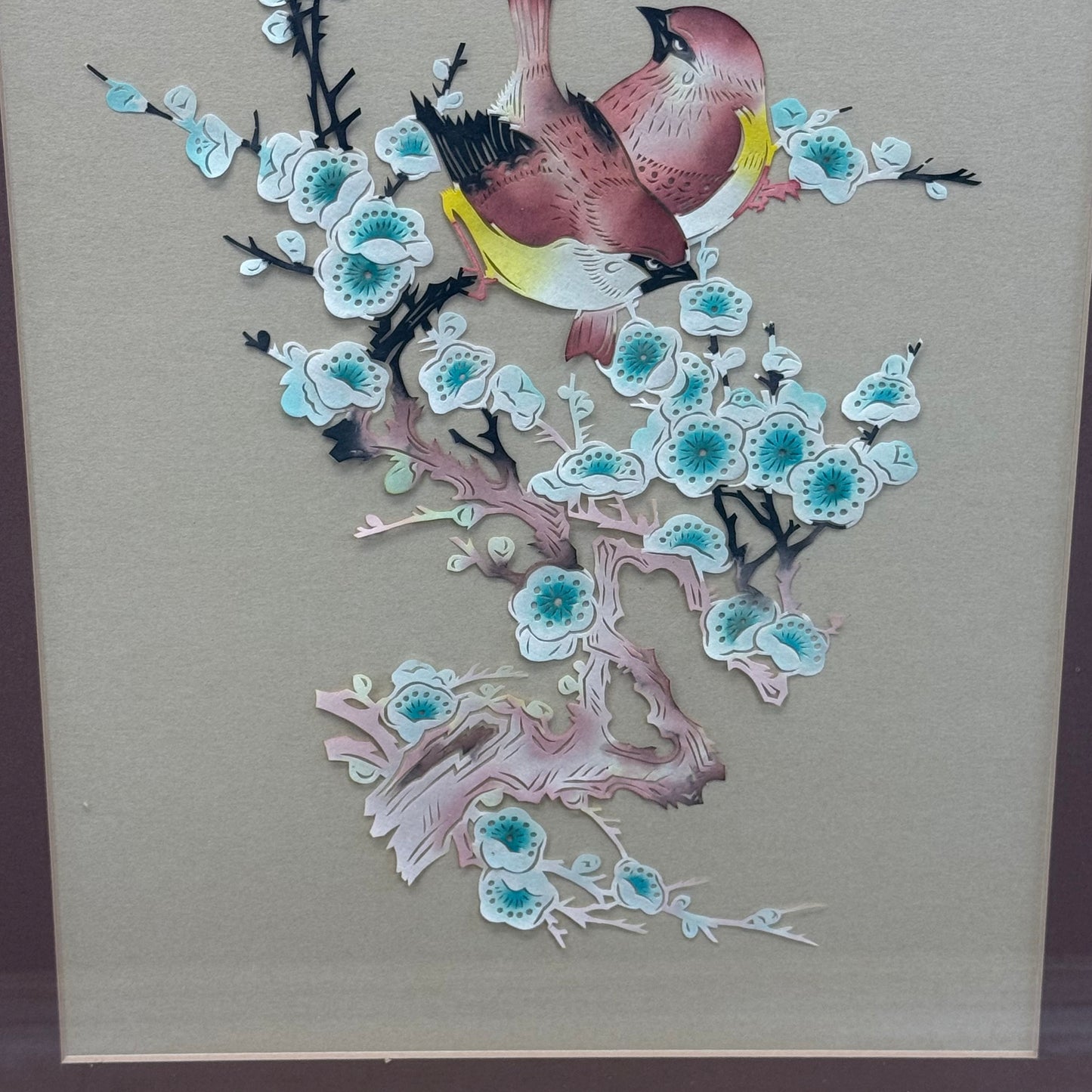 Cut Paper Birds & Plum Blossom Artwork