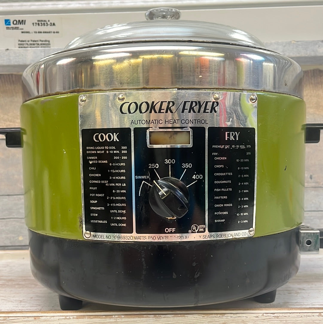 Vintage Sears Avocado Green Cooker / Fryer, 1960s