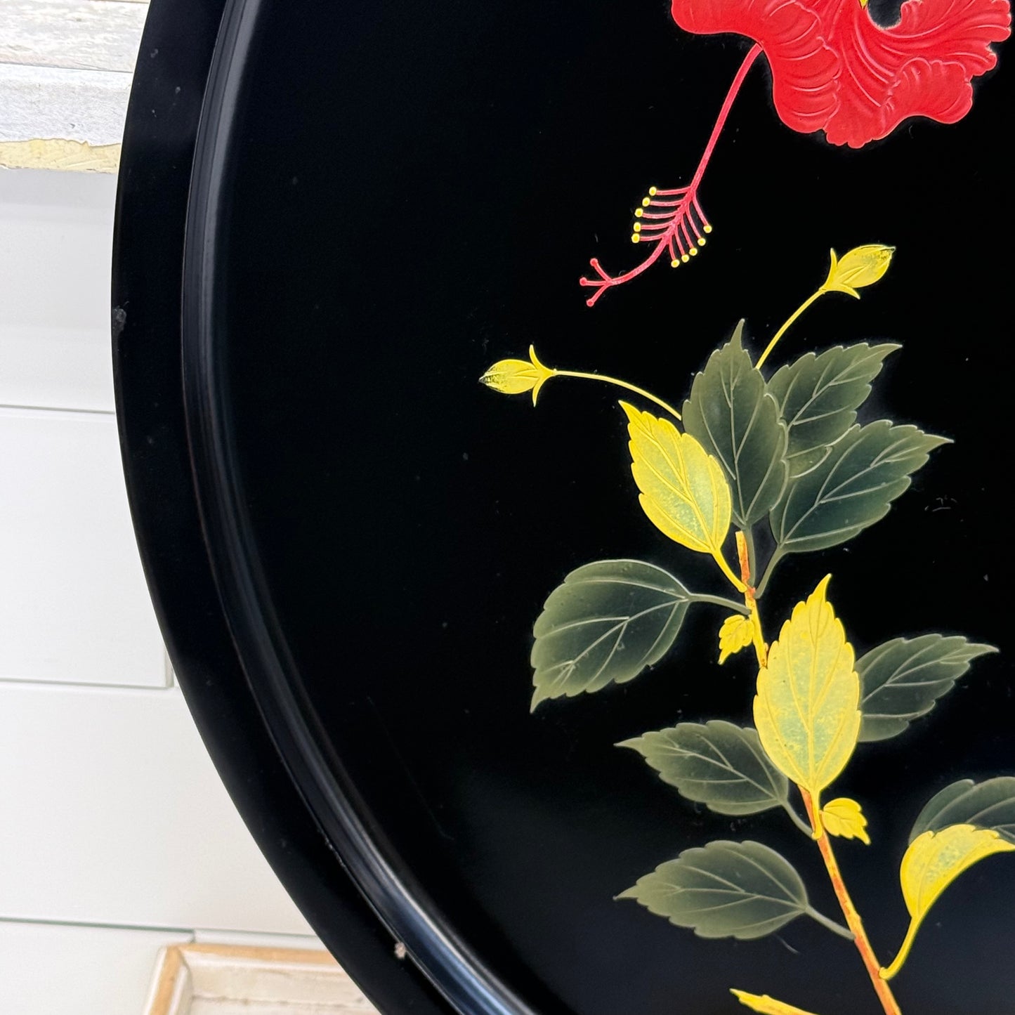 Bembo Okinawa Japanese Lacquerware Floral Serving Tray