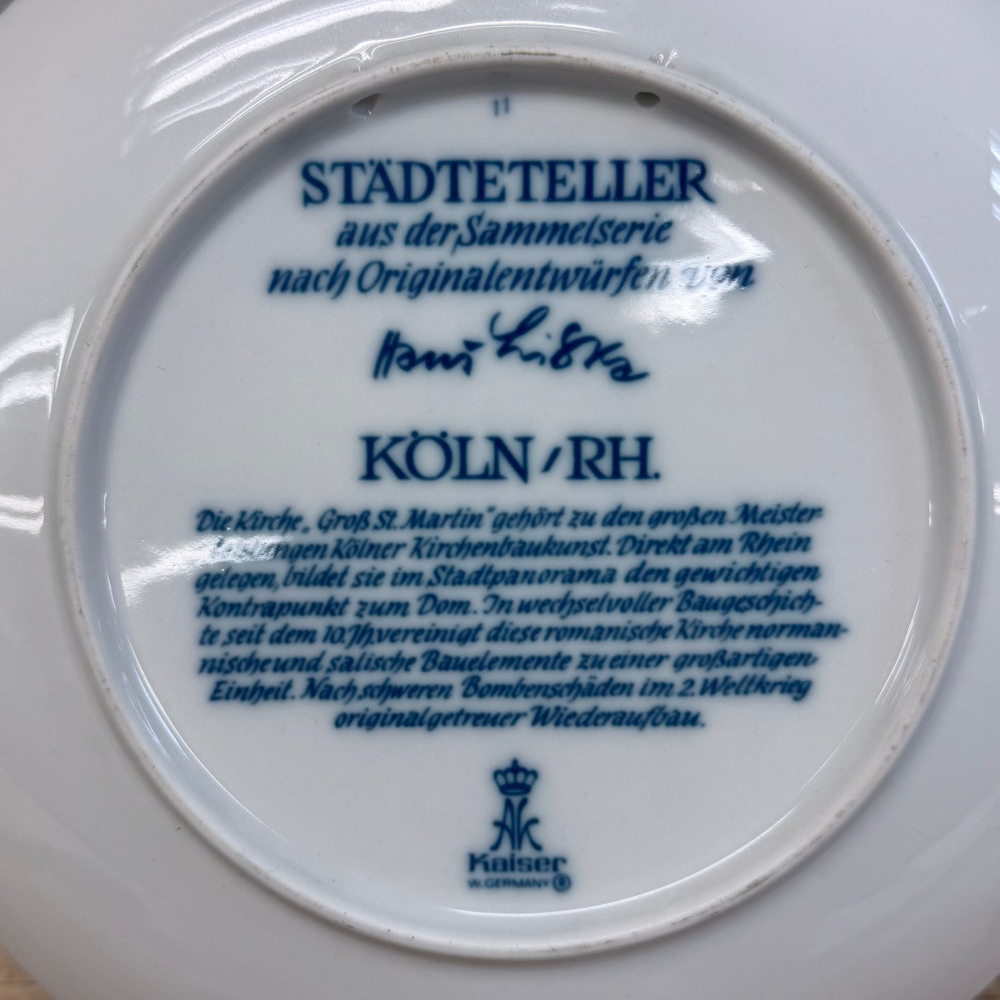 Kaiser Stadteteller Köln/RH Wall Plate, Porcelain