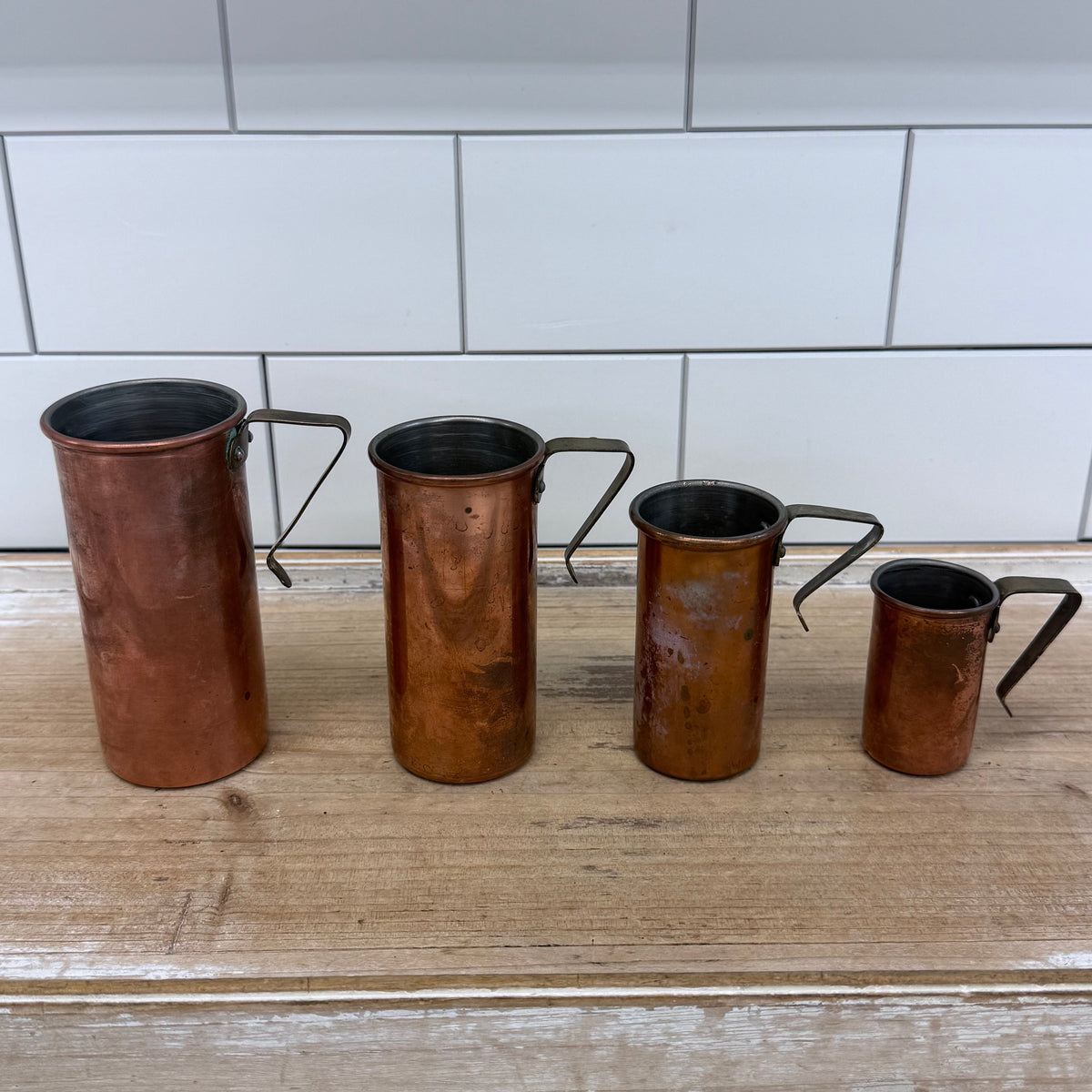 Copper Nesting Measuring Cups Set of 4 Rustic Kitchen