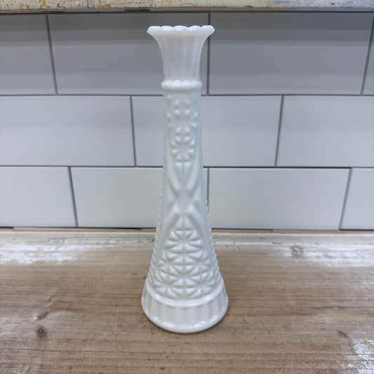 Anchor Hocking Stars and Bars Milk Glass Bud Vase