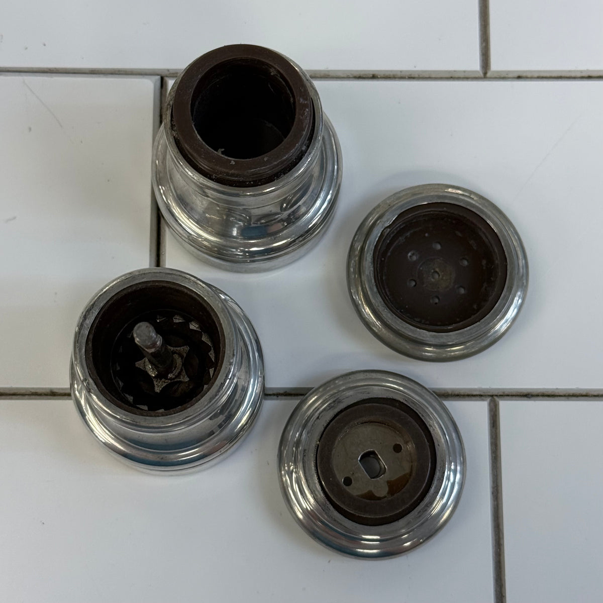 Eales 1779 Italian Pewter Salt Shaker &  Pepper Mill Set