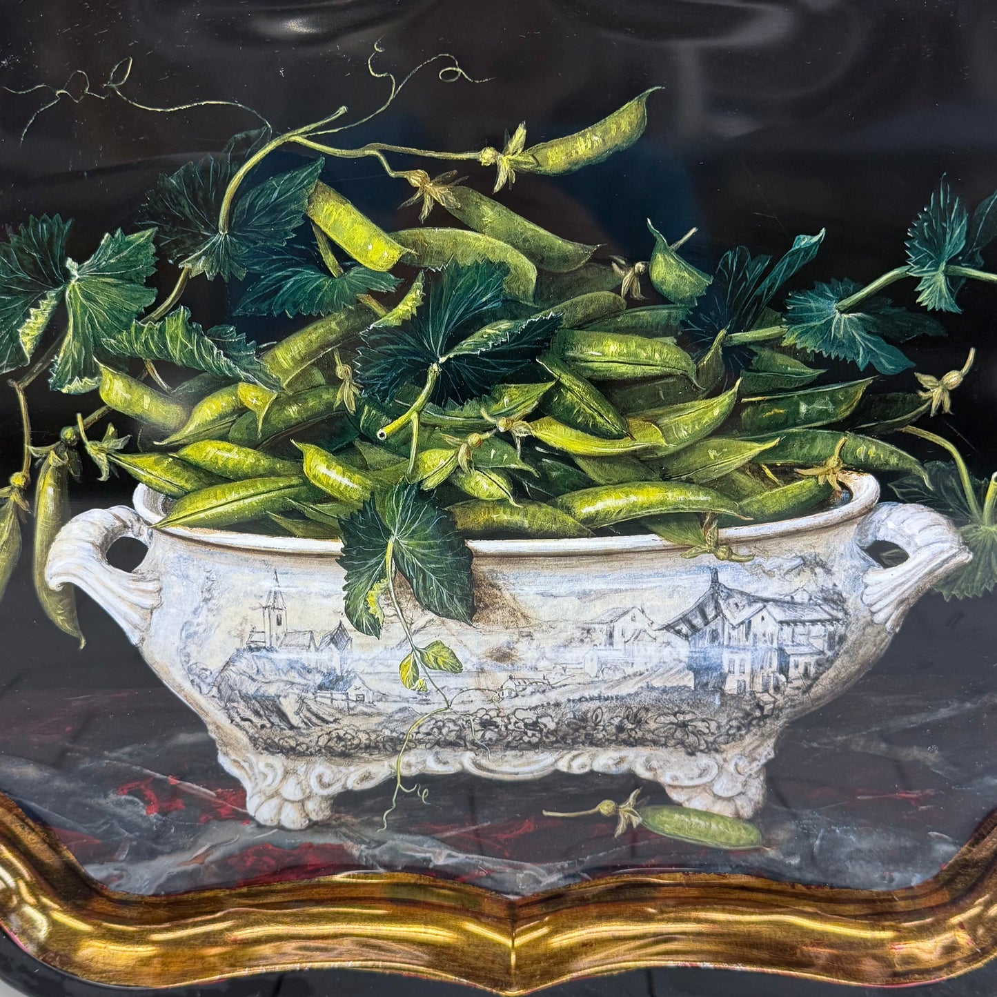 Keller Charles Galley Metal Serving Tray Peas Still Life