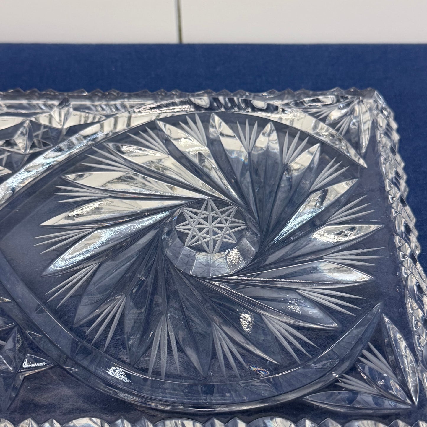 Pinwheel Hobstar Cut Crystal Serving Tray