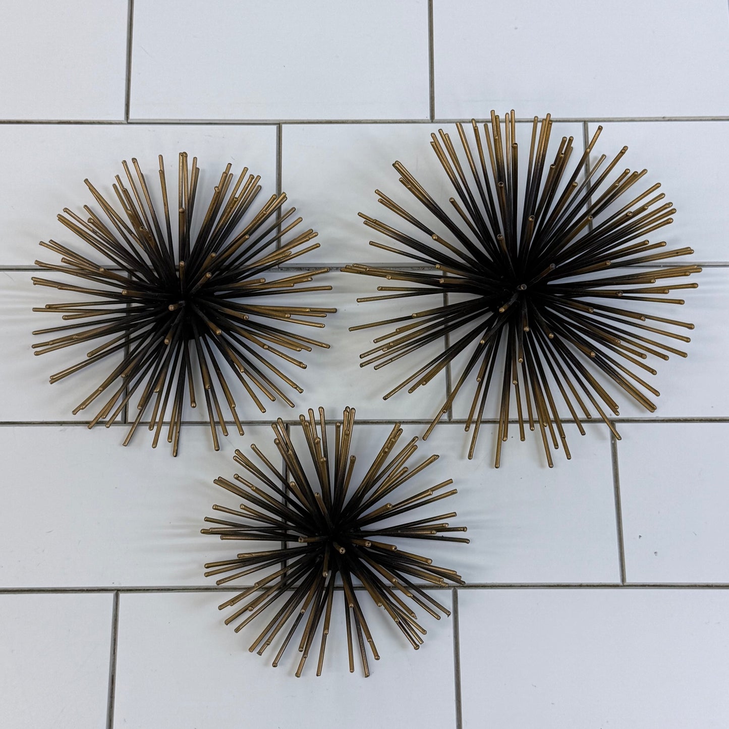 Mid Century Modern Style Starburst Metal Wall Decor Set of 3