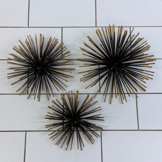 Mid Century Modern Style Starburst Metal Wall Decor Set of 3