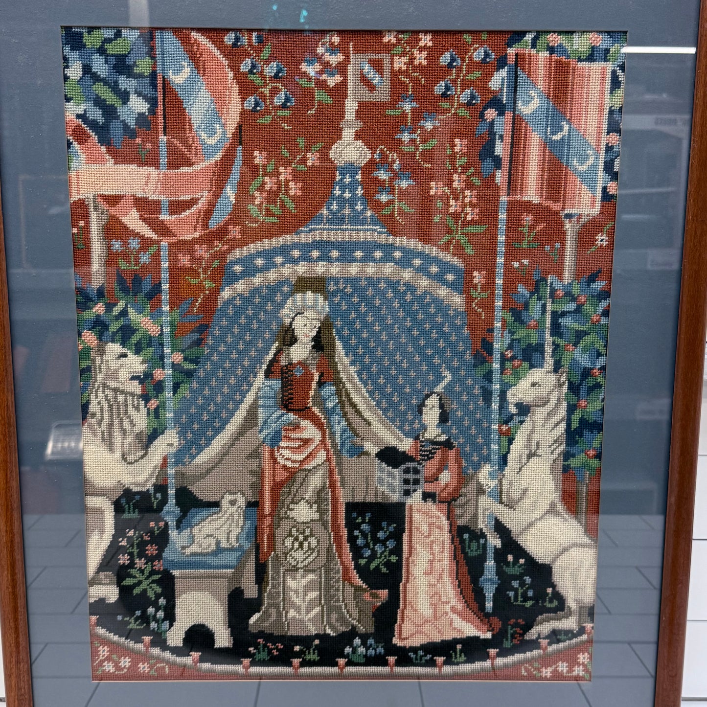 Lady & the Unicorn Needlepoint Medieval Tapestry Art