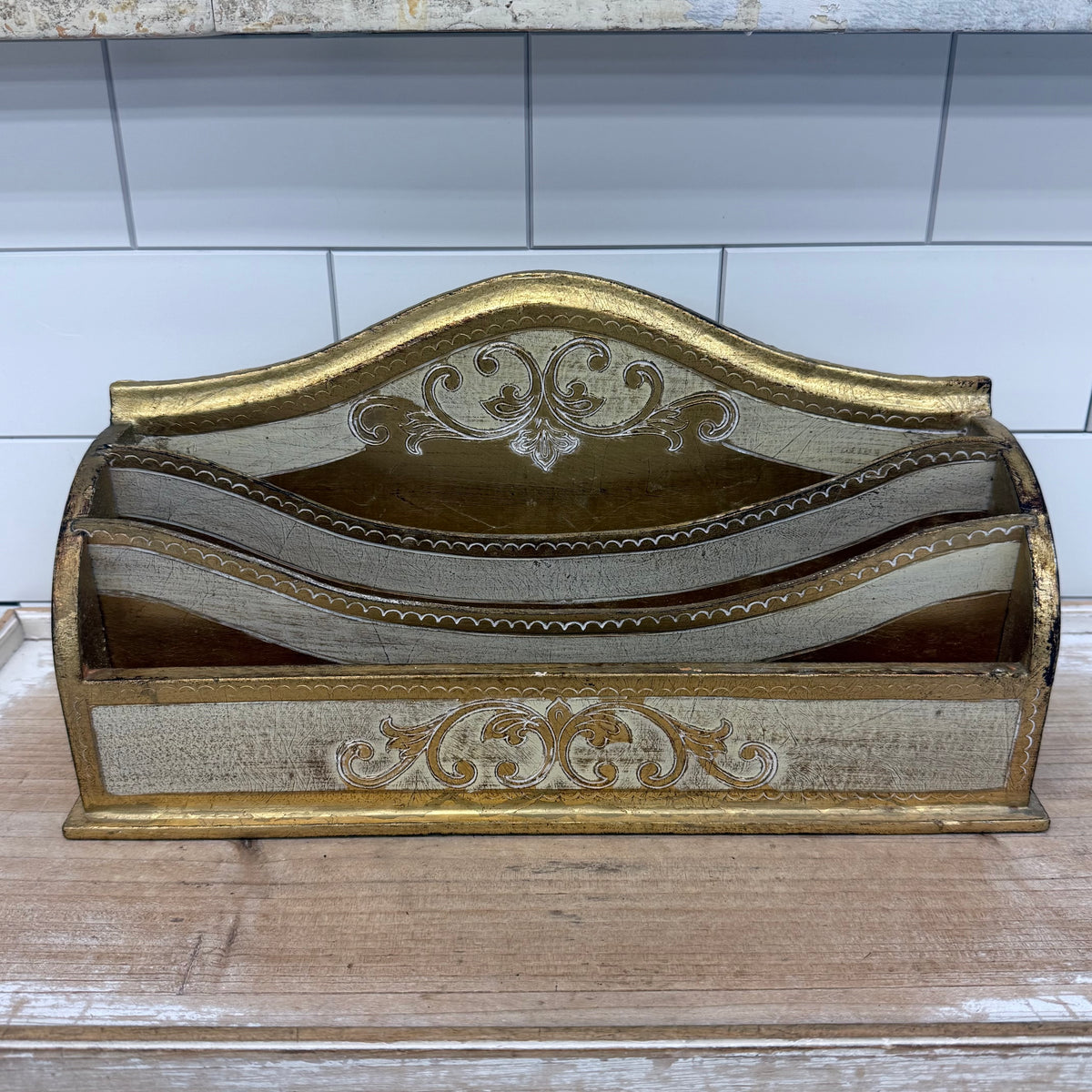 Italian Florentine Giltwood Desk Organizer Set