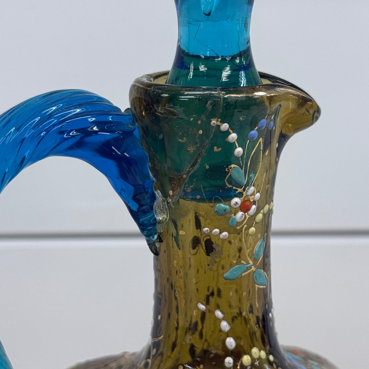 Theresienthal Enameled Glass Decanter c1890