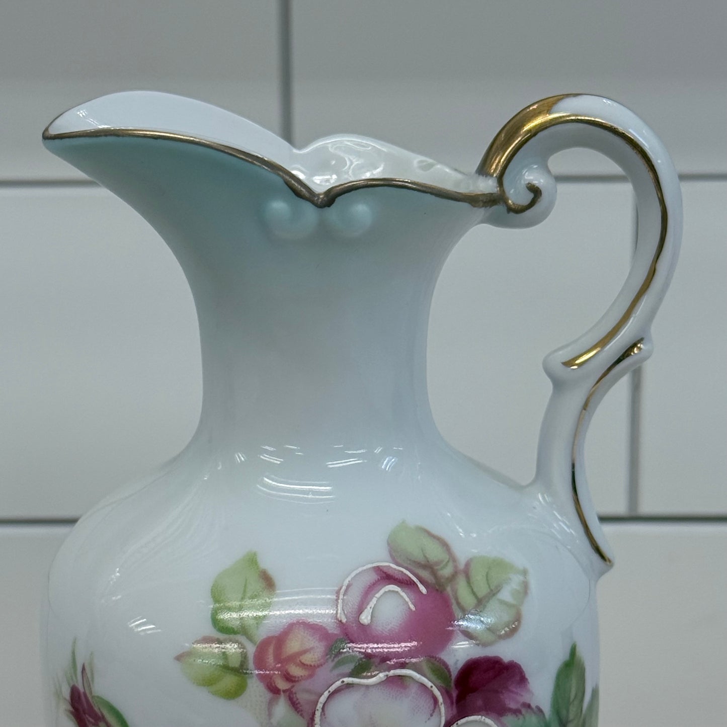 Arnart Creations Floral Gilded Porcelain Pitcher 1950s
