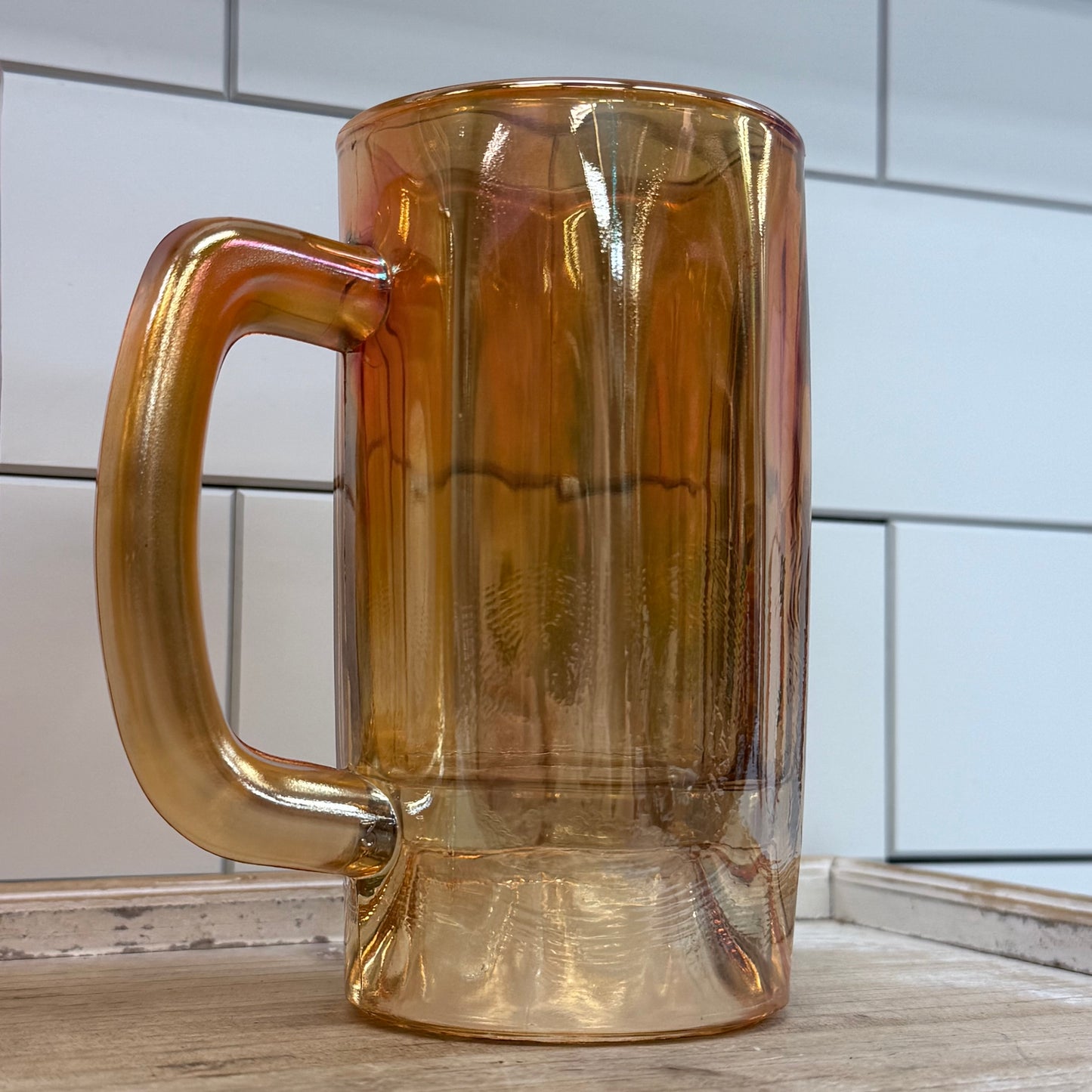 Jeannette Golden Oxen Carnival Glass Beer Mugs Set of 3