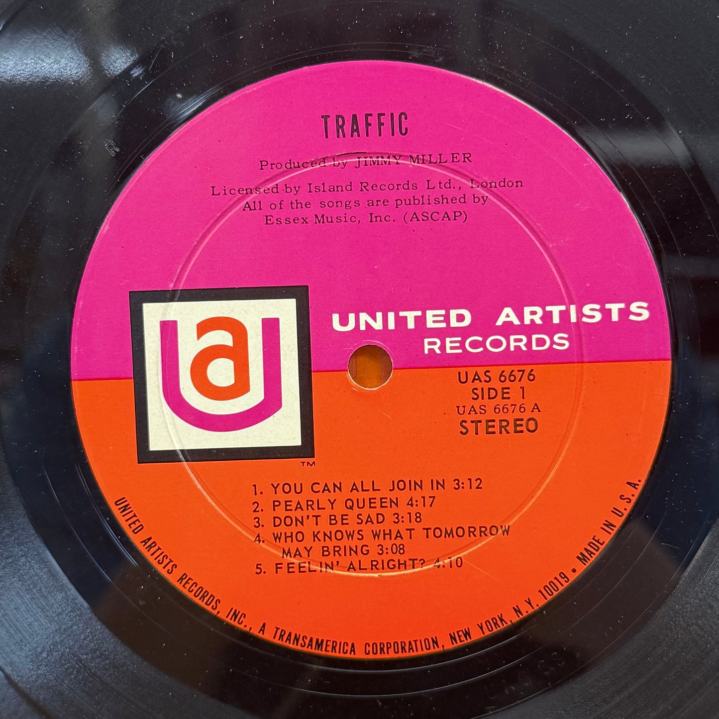 Traffic Self Titled Vinyl Record LP 1968 #UAS 6676