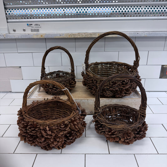 McCann Brothers Rustic Woven Pine Cone Basket