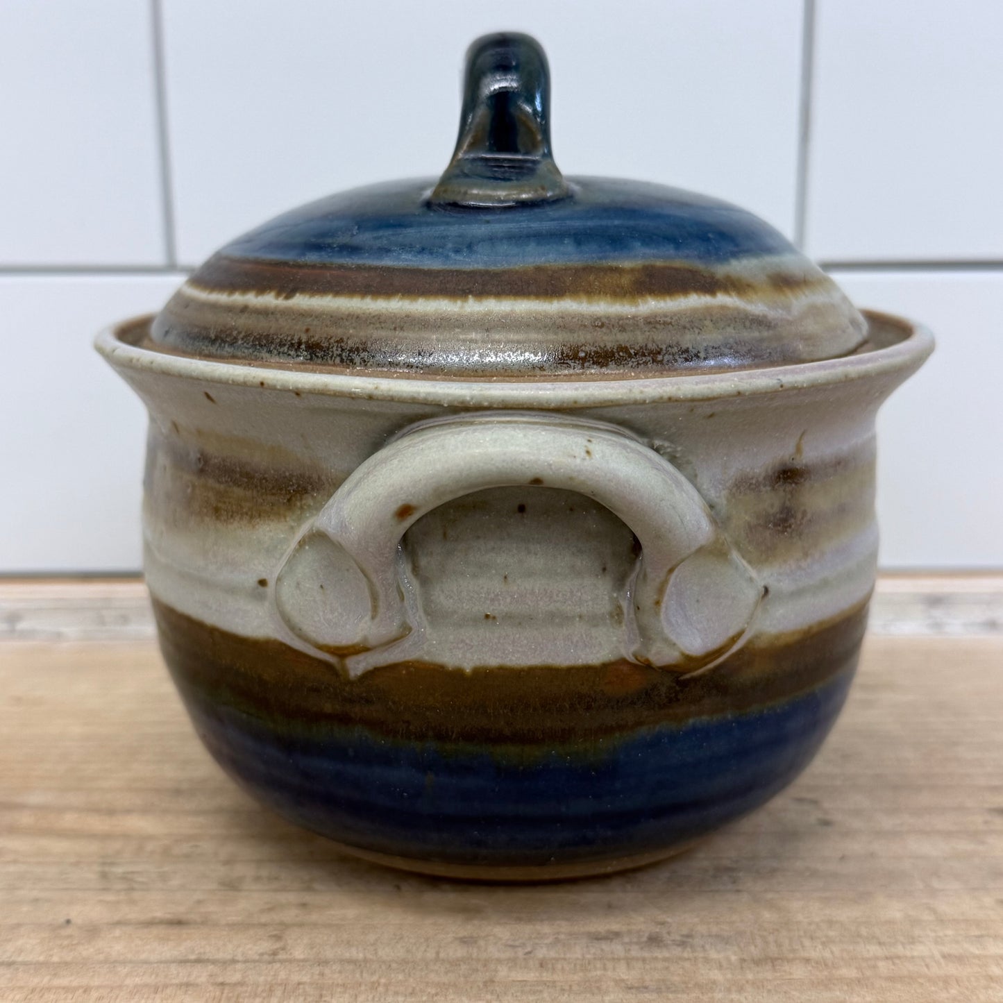 Holloman Pottery Drip Glaze Lidded Stoneware Jar