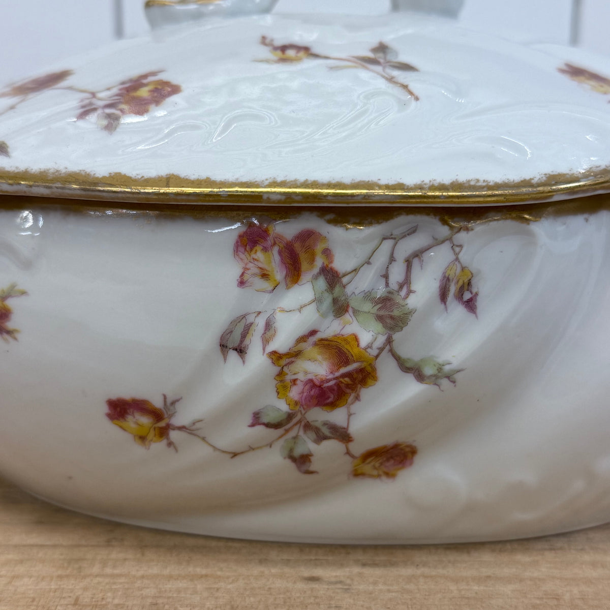 Jean Pouyat Limoges Rose Covered Vegetable Bowl c.1900