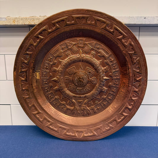 Aztec Calendar Copper Wall Plate Hammered
