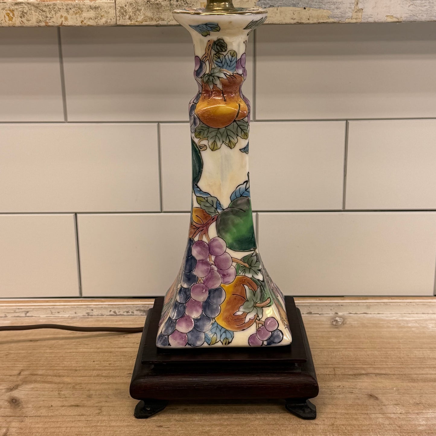 Chinoiserie Style Ceramic Table Lamp Fruit Motif