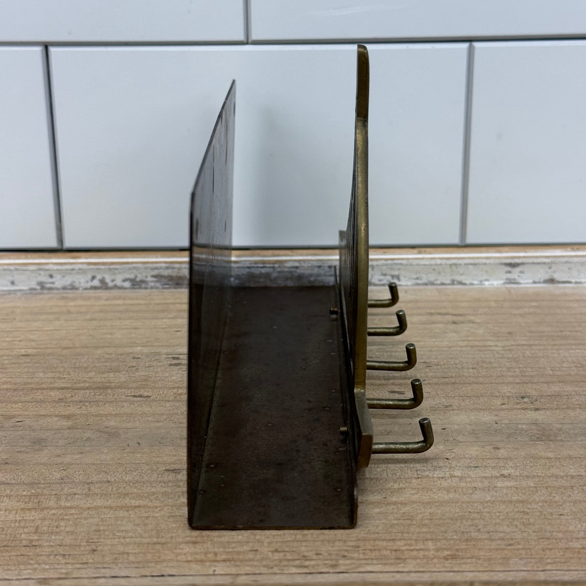 Brass Sailboat Wall Key Holder Nautical 5 Hook Rack