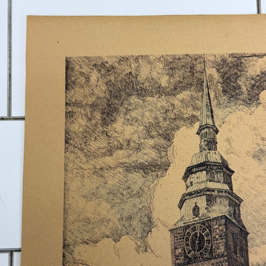 1941 Bremen Germany Clock Tower Art Print by K. Walter