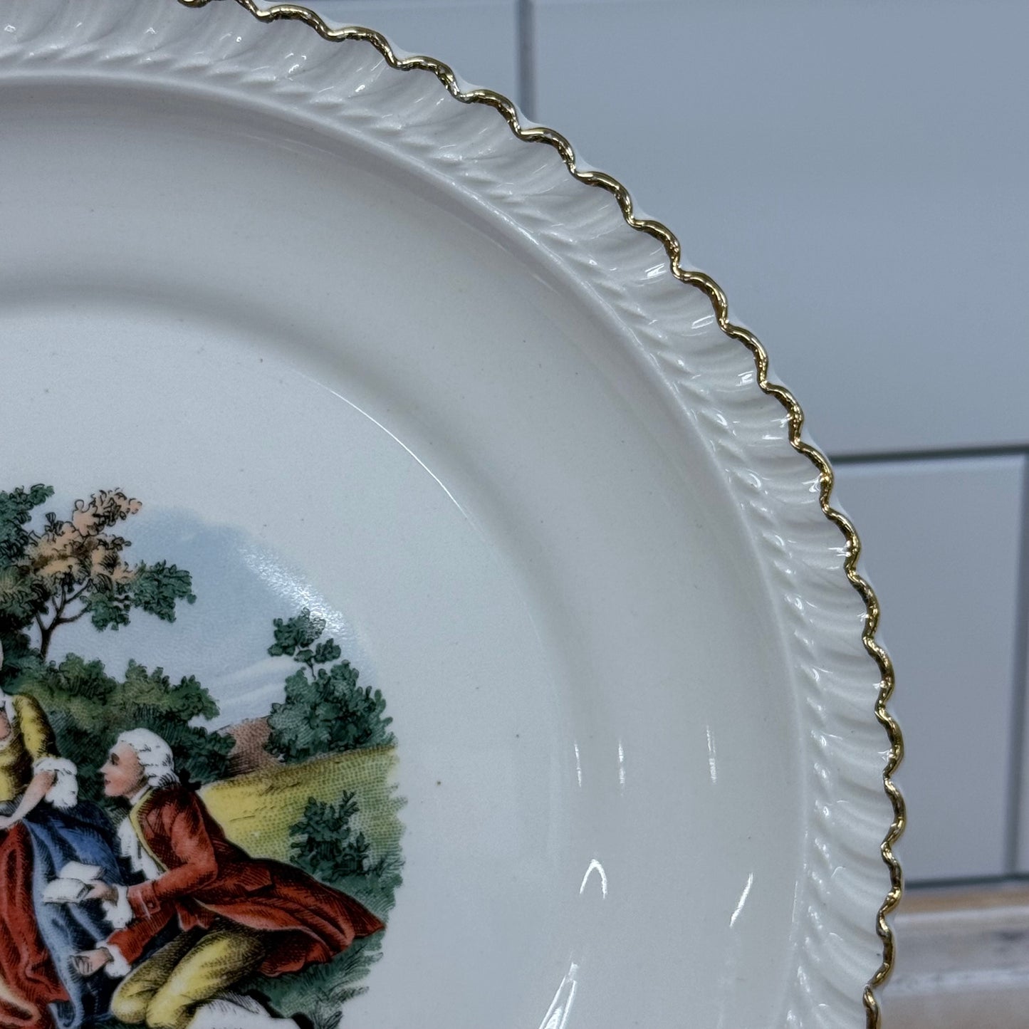 Harker Pottery Courting Couple Plate & Cake Serve Set