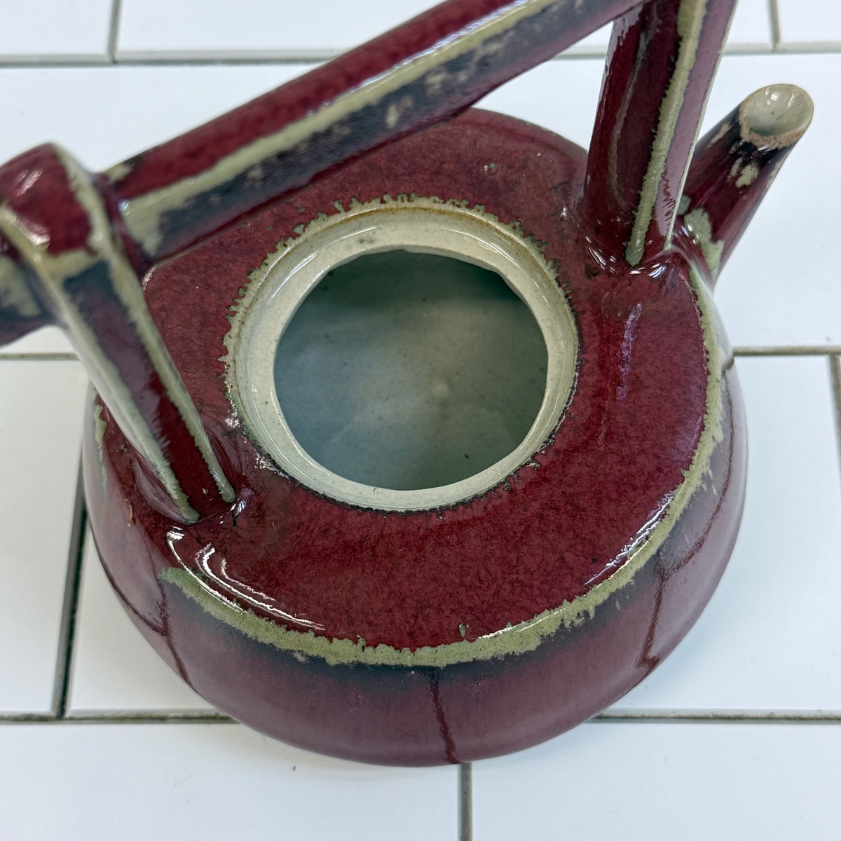 Vintage Oxblood Flambé Studio Pottery Teapot 1980s