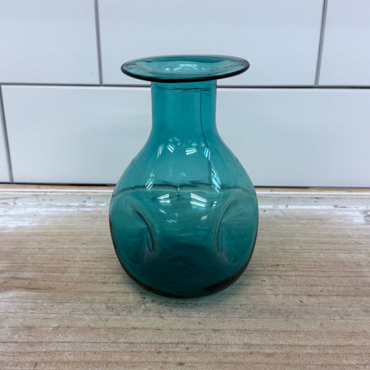 Hand Blown Dimpled Glass Vase, Signed