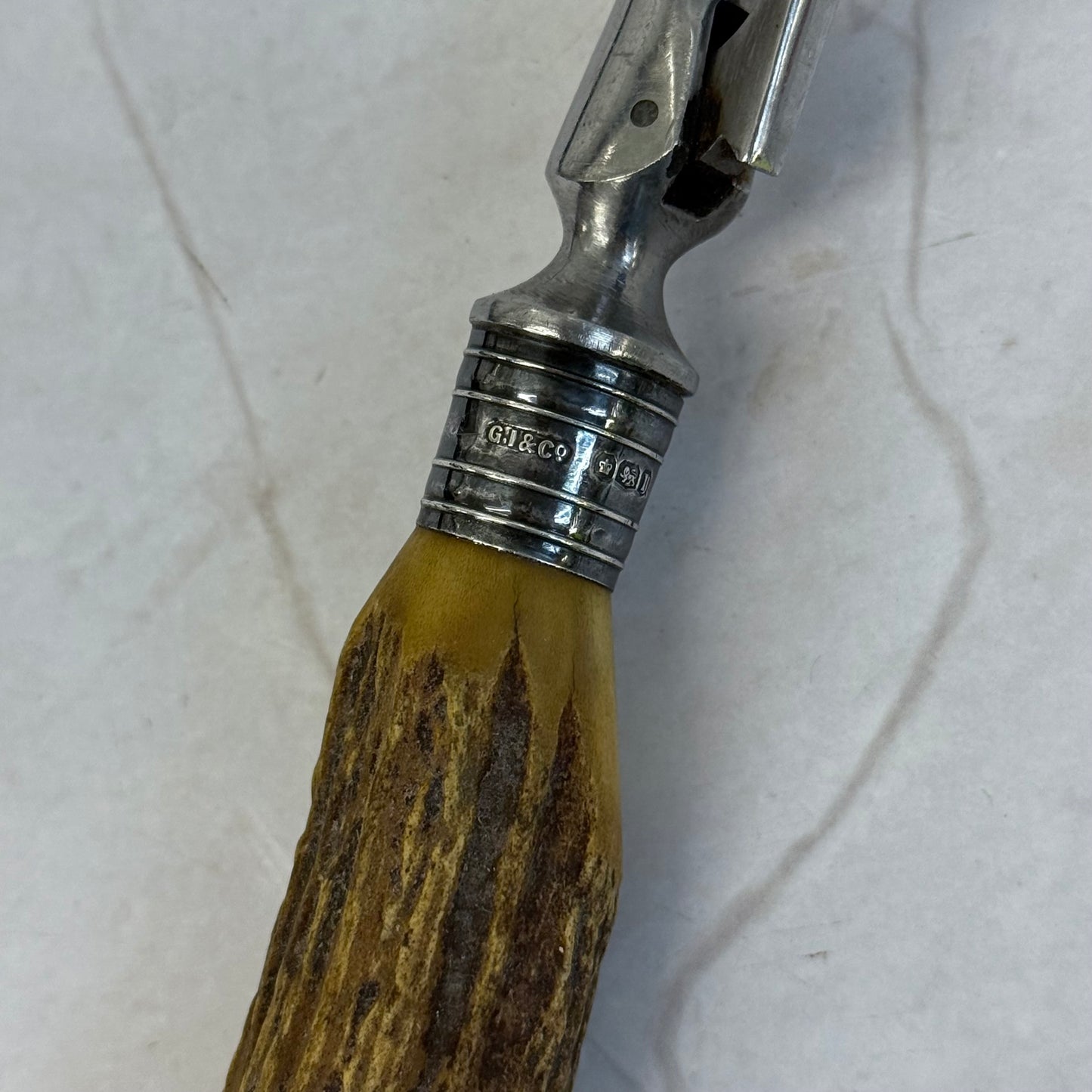 George Ibberson & Co. Carving Knife & Fork, Antler Handle