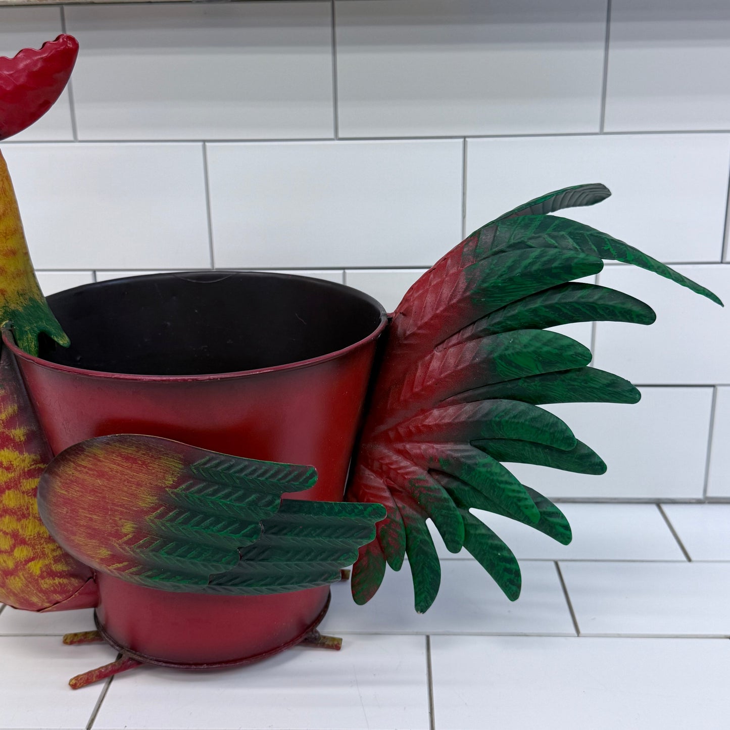 Metal Rooster Planter Pot Farmhouse Decor