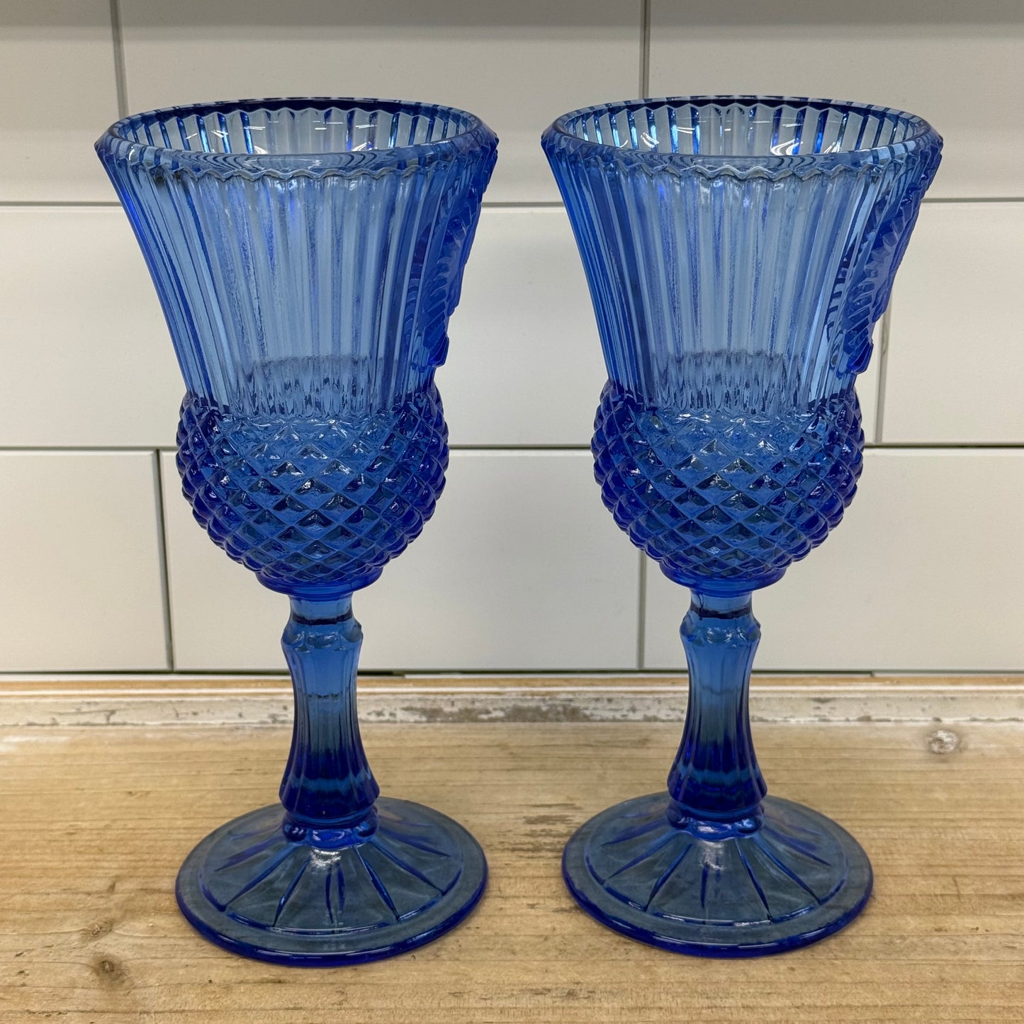 Avon Fostoria George Washington Cameo Cobalt Goblets Set 2 1976