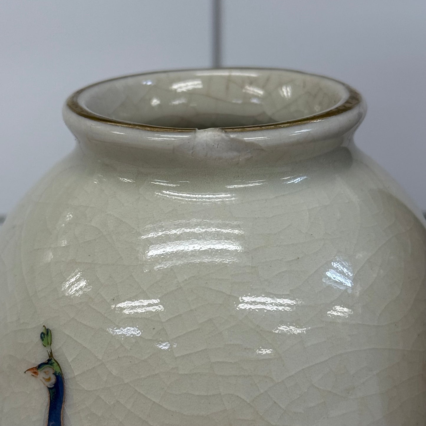 Porcelain Peacock & Floral Vases Set of 2