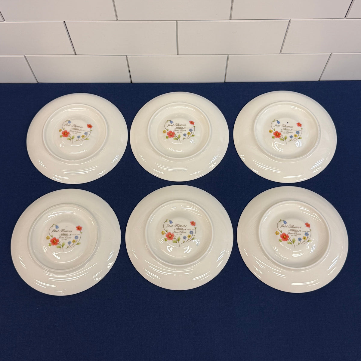 Mikasa Just Flowers Cup & Saucer Set 1980s Service for 6
