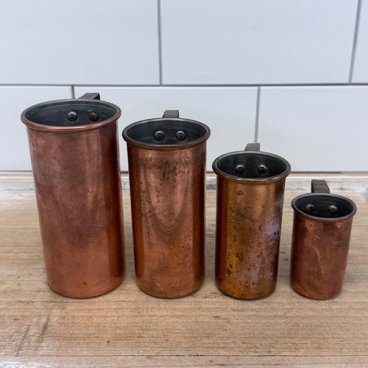 Copper Nesting Measuring Cups Set of 4 Rustic Kitchen