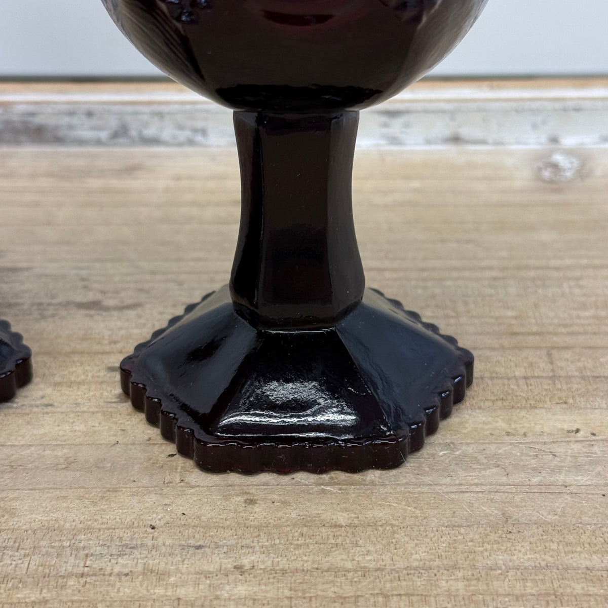 Avon Cape Cod Ruby Red Glass Wine Glasses & Sugar Bowl Set