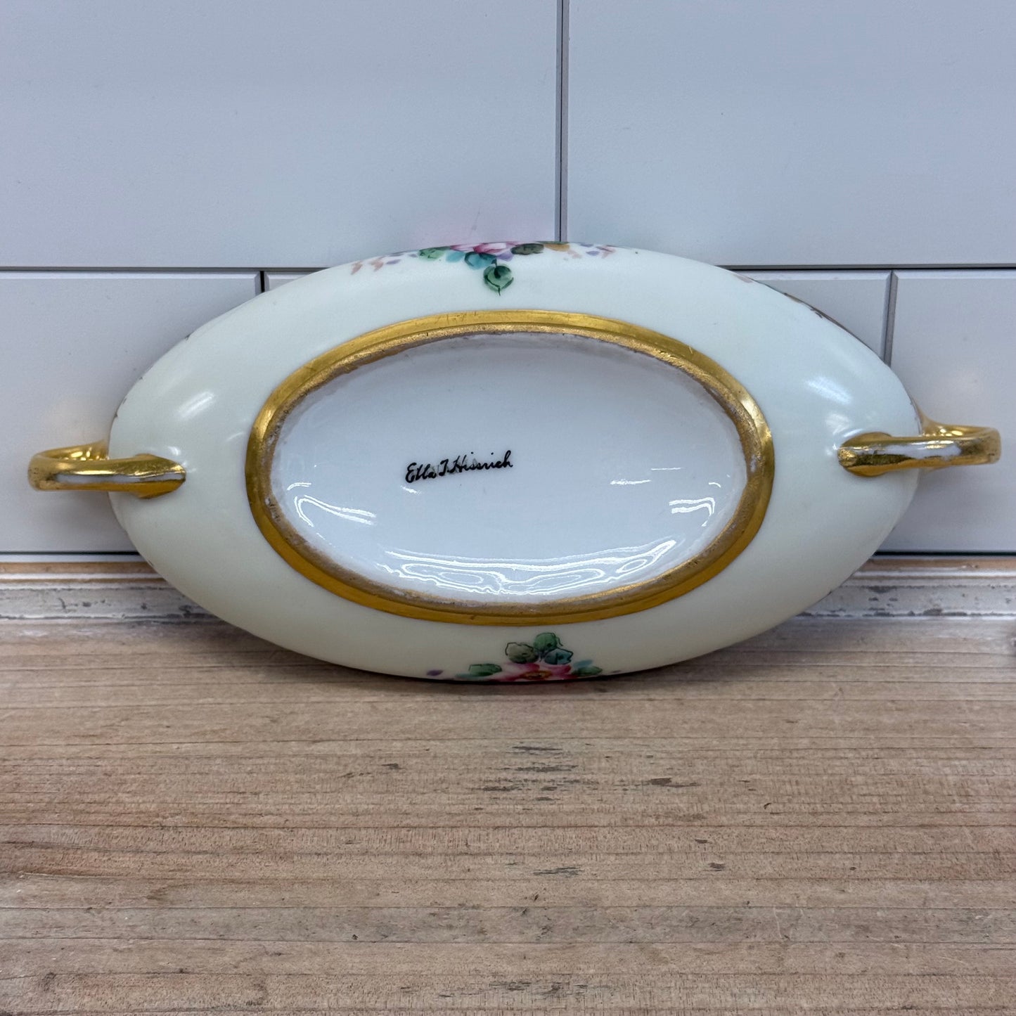E.H. Heinrich Bavarian Floral Porcelain Relish Dish 1920s