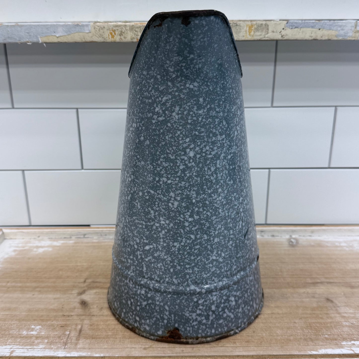 Vintage Gray Graniteware Enamel Pitcher Farmhouse Decor