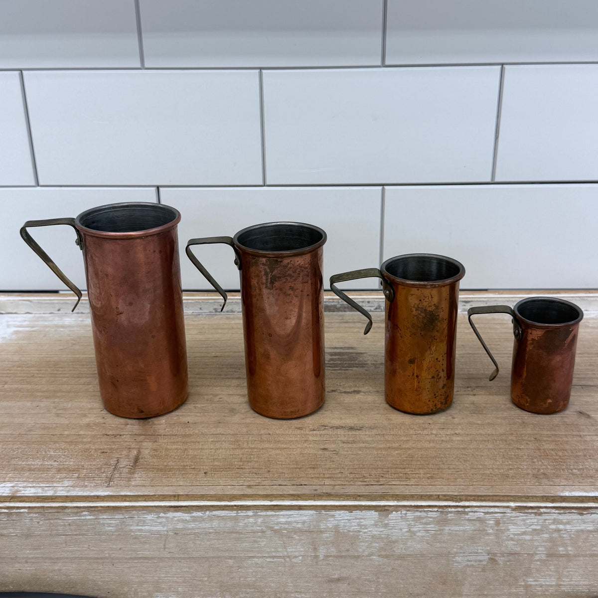 Copper Nesting Measuring Cups Set of 4 Rustic Kitchen
