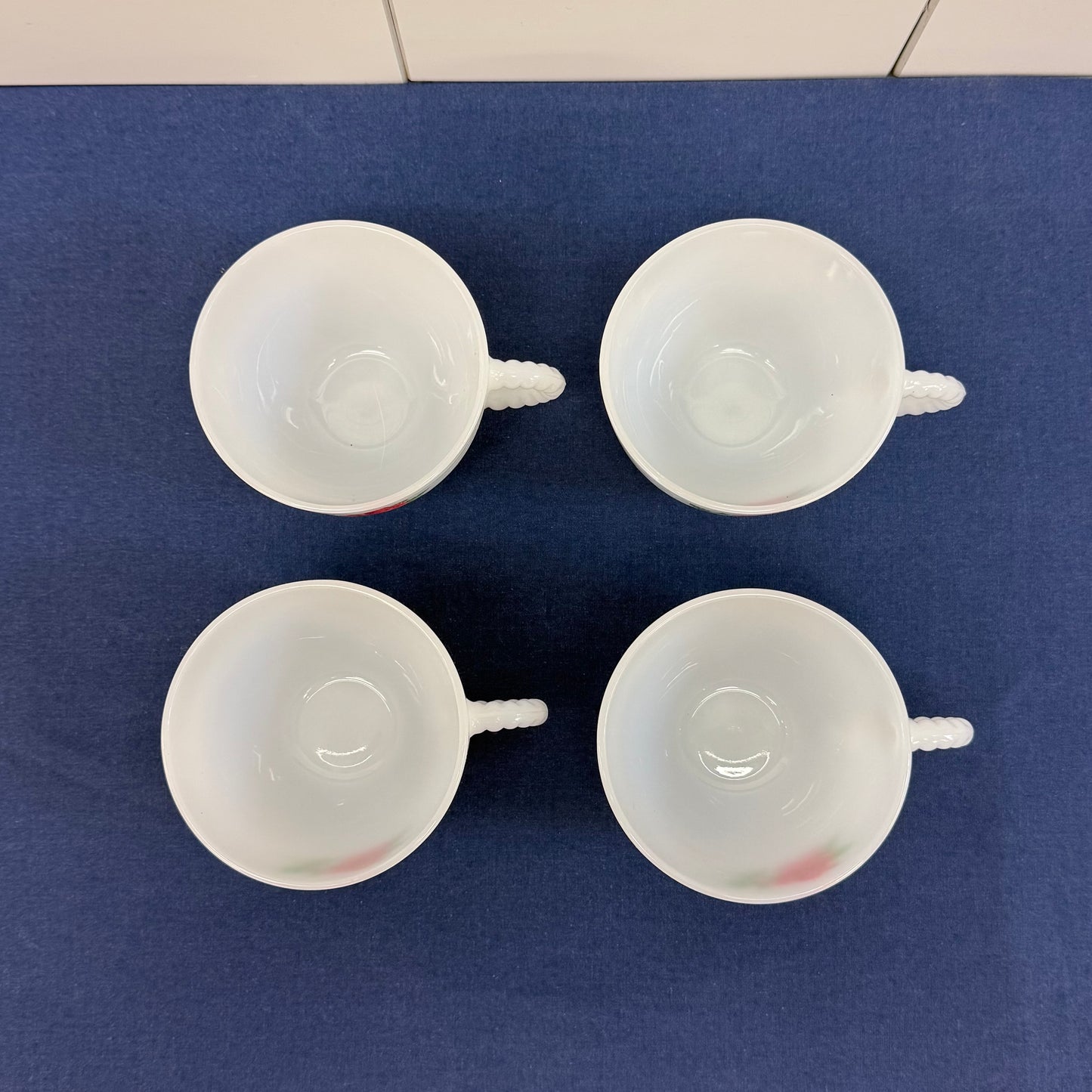 Federal Glass Rosecrest Snack Set in Box, Set of 8, Milk Glass