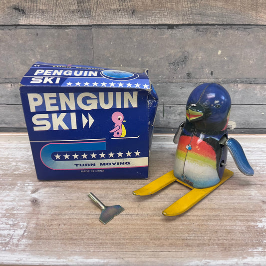 Penguin Wind-Up Tin Toy w/Key, 1980s