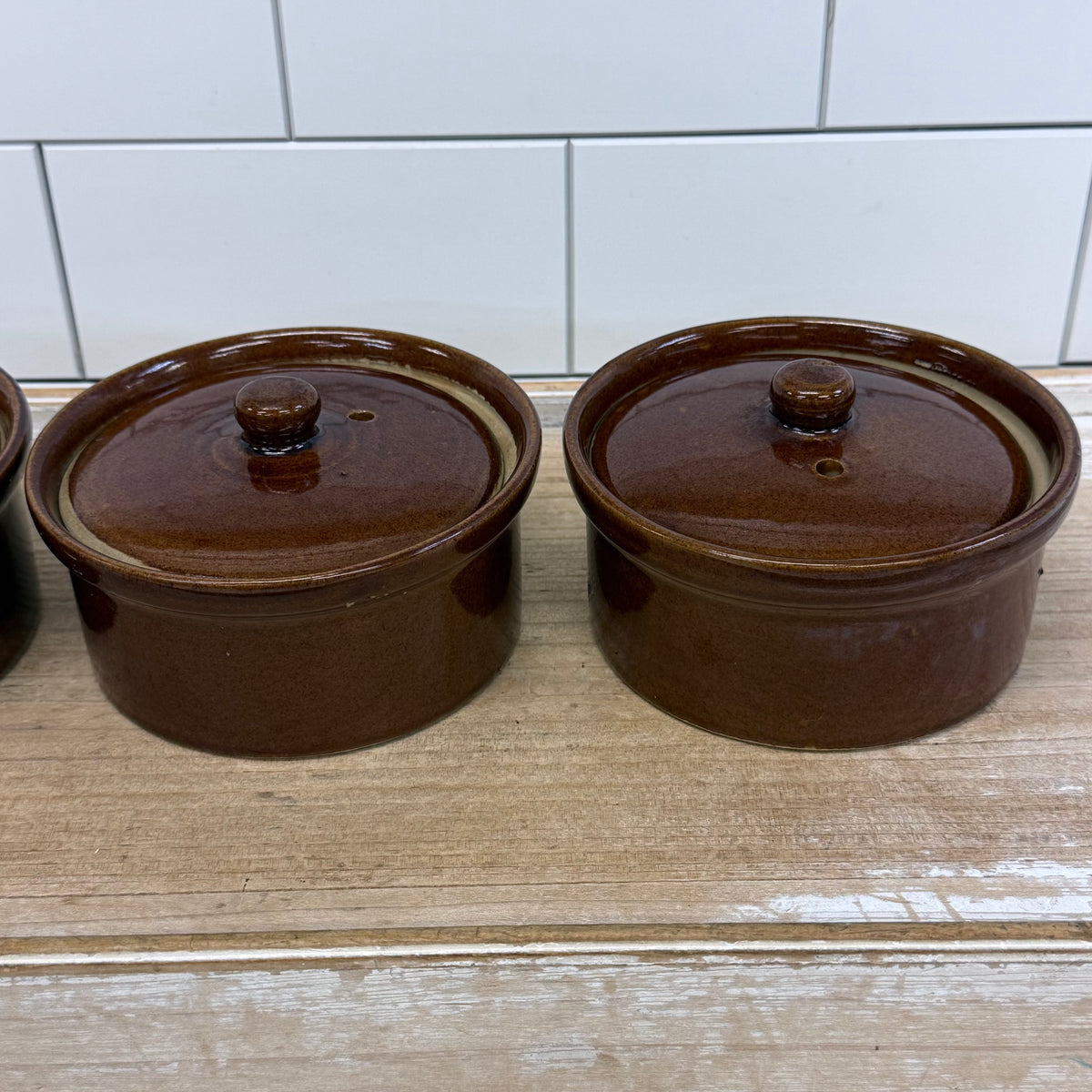 Pearson’s Chesterfield Lidded Stoneware Crocks Set of 3