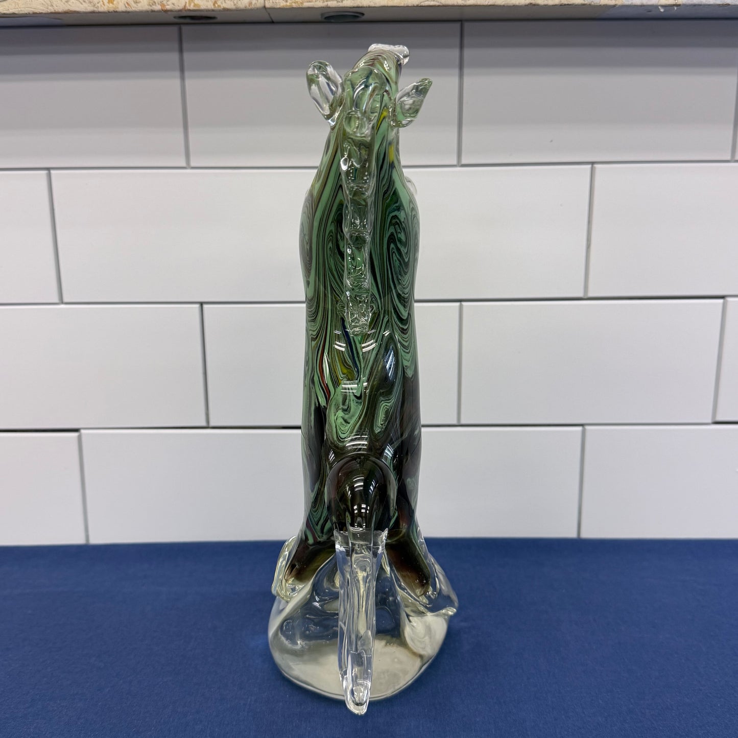 Dynasty Gallery Murano Style Rearing Horse Glass Sculpture 1990s